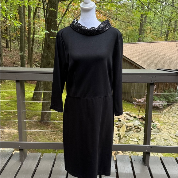 Talbots Black Dress with Sequins Collar Detail NWT - Picture 1 of 6
